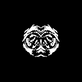 White abstract design on a black background